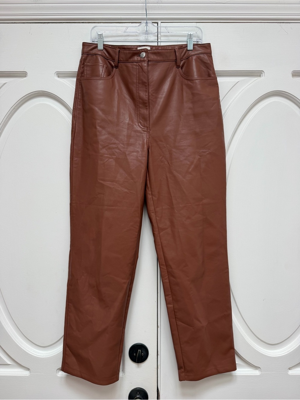 Wilfred Melina 14 Chestnut Faux Leather Straight-Leg Pants